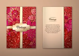 欧式花纹邀请函矢量模板