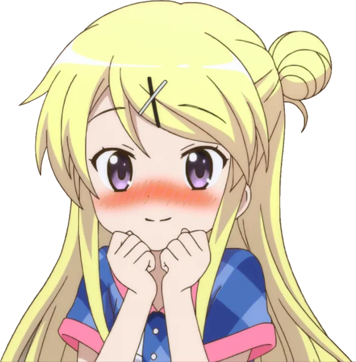 可爱黄发女孩害羞素材简笔