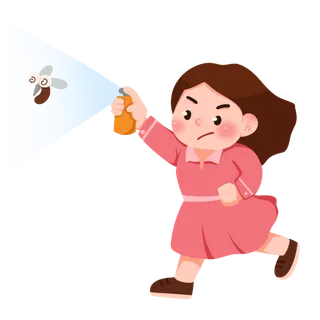 可爱儿童预防蚊虫叮咬元素插画