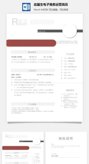 应届生电子商务运营简历