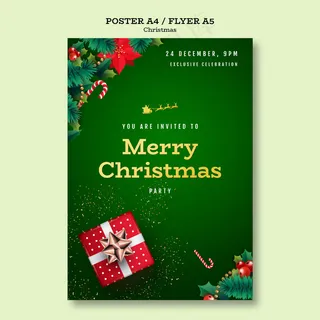 绿色圣诞快乐节日模板海报