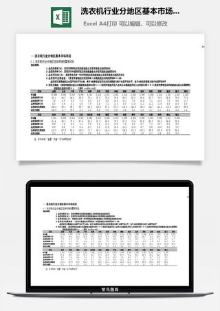 洗衣机行业分地区基本市场状况excel模板