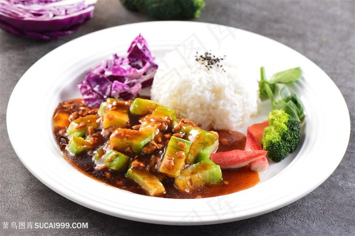肉沫茄子饭盖浇饭