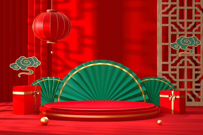 中国风古典背景红色喜庆新年主图背景