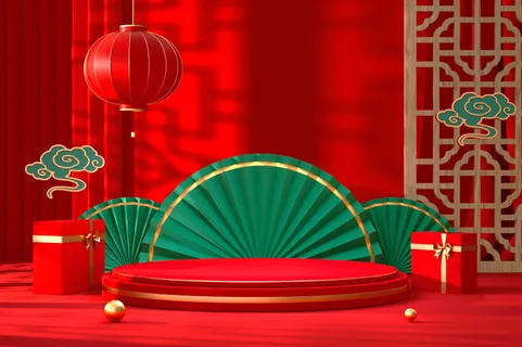 中国风古典背景红色喜庆新年主图背景