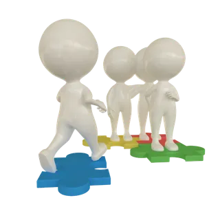 3D商务小人合作火柴人办公白领团队小黑人元素PNG设计素材模板