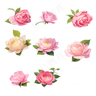 红色 粉色 手绘 免抠 PNG 玫瑰 花 素材12