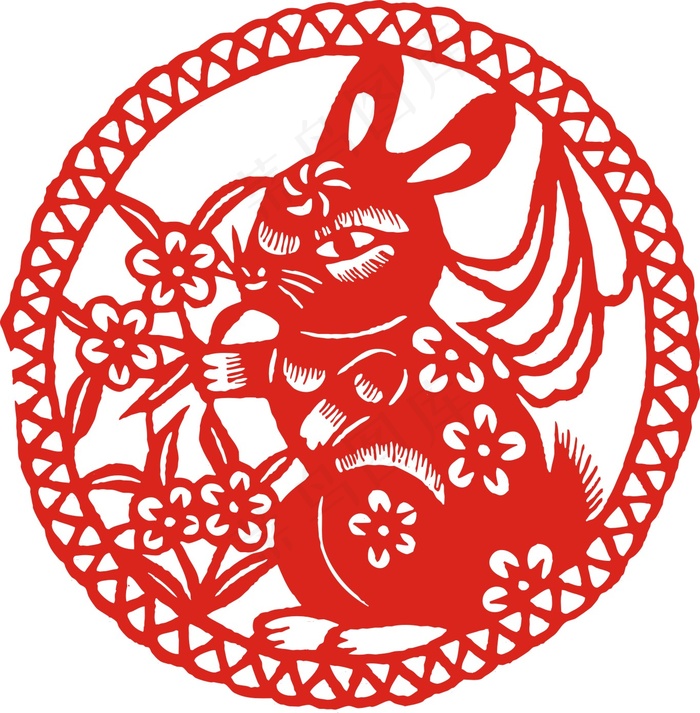 2022元旦新年剪纸兔