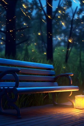 夜晚灯光椅子郊外森林