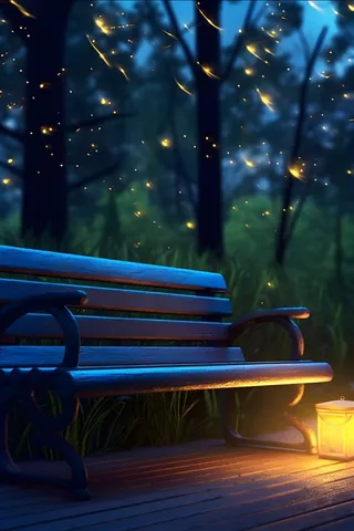 夜晚灯光椅子郊外森林