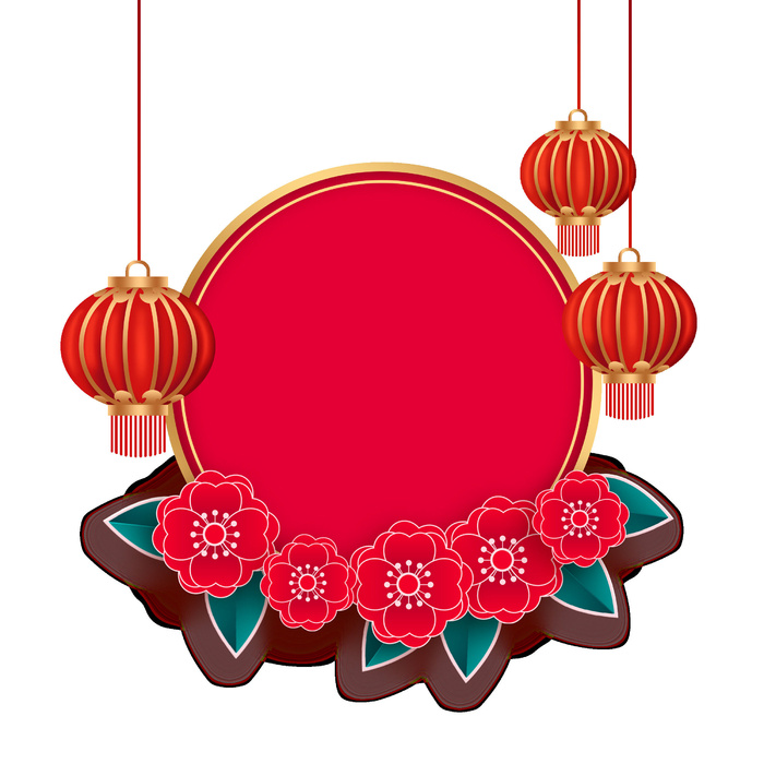 灯笼框装饰新年psd模版下载