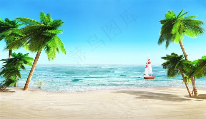 美丽的沙滩海滩景色高清图