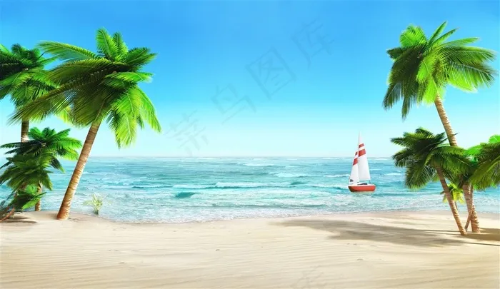 美丽的沙滩海滩景色高清图