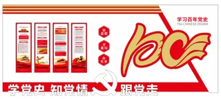 党建党史文化墙源文件CDR平面效果图