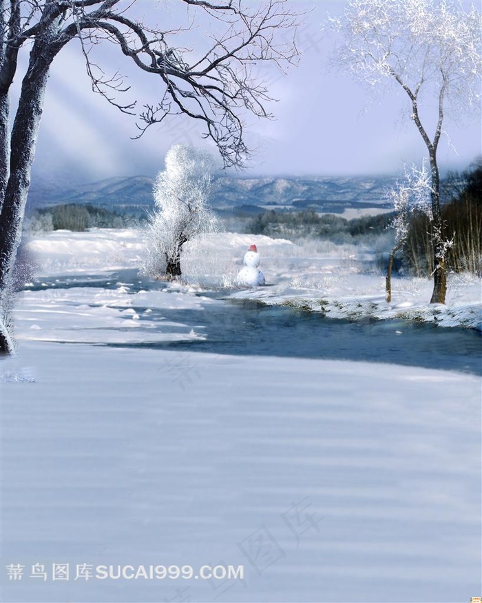 美丽的雪景影楼背景