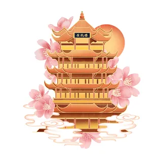 国潮风旅游建筑城市地标景区北京上海插图插画元素素材设计模板