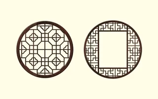 中国风古典传统图案边框纹理祥云灯笼装饰线条PSD背景素材