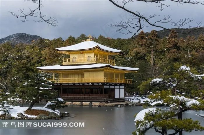 日本鹿苑寺著名建筑景观 金阁寺