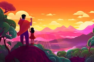 超人爸爸和孩子背景