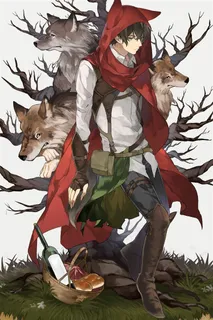 日本帅气男生与狼动漫图片