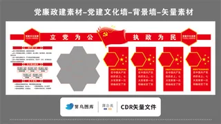 党建文化墙党建素材CDR预览图红色背景立党为公执政为民巡展