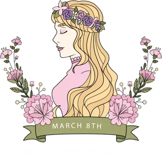 38妇女节三八女神女王粉色花朵玫瑰艺术字设计png免抠ps素材