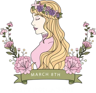 38妇女节三八女神女王粉色花朵玫瑰艺术字设计png免抠ps素材