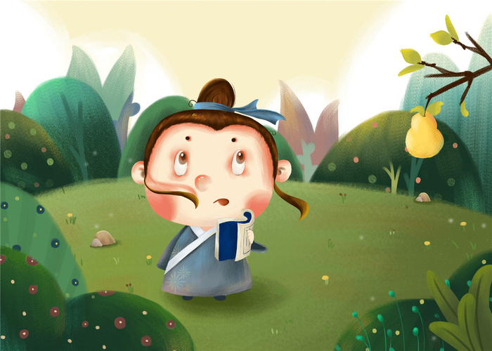 读书儿童古代形象读书思考儿童插画