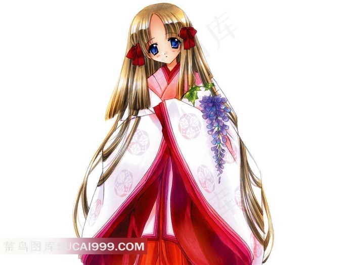 拿鲜花的动漫美少女