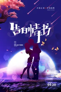 唯美浪漫520情人节主题活动宣传促销海报展板模板PSDAI设计素材