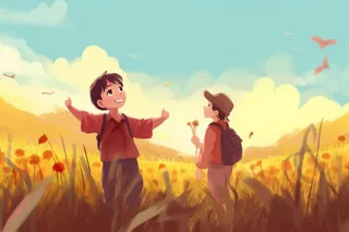 小麦丰收农田手绘图