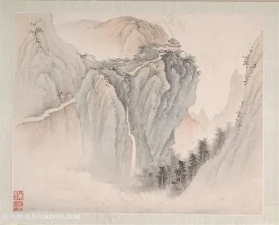 清代画家樊圻山水册页松山出云图国画图片 清代画家樊圻山水册页松山出云图国画图片