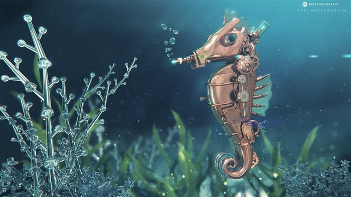 海马海洋生物水草海鲜素材水族箱动物高清