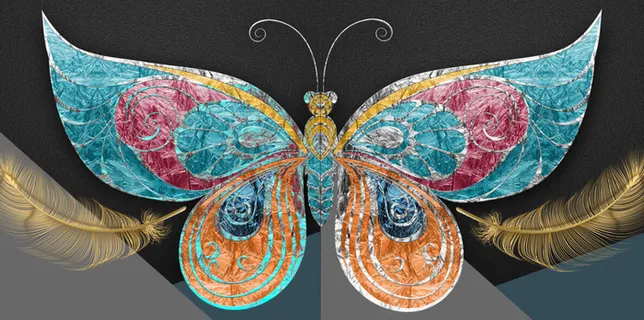 两联油画蝴蝶装饰画