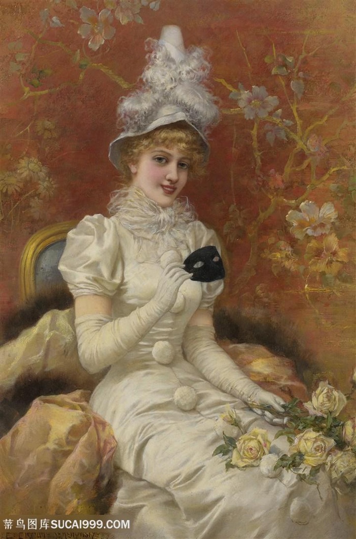 贵族女人宫廷人物油画图片