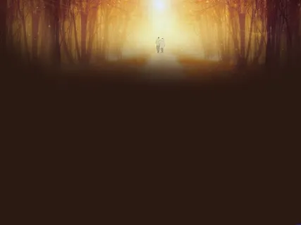 夕阳下归途上的情侣