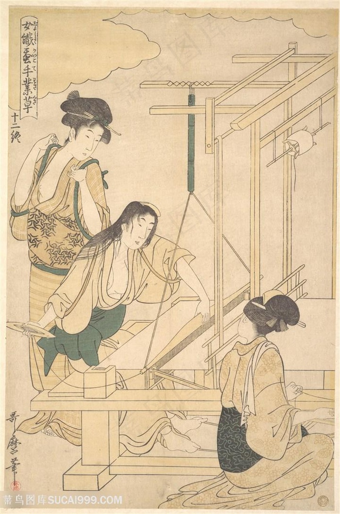 喜多川歌磨唯美织布妇女装饰画