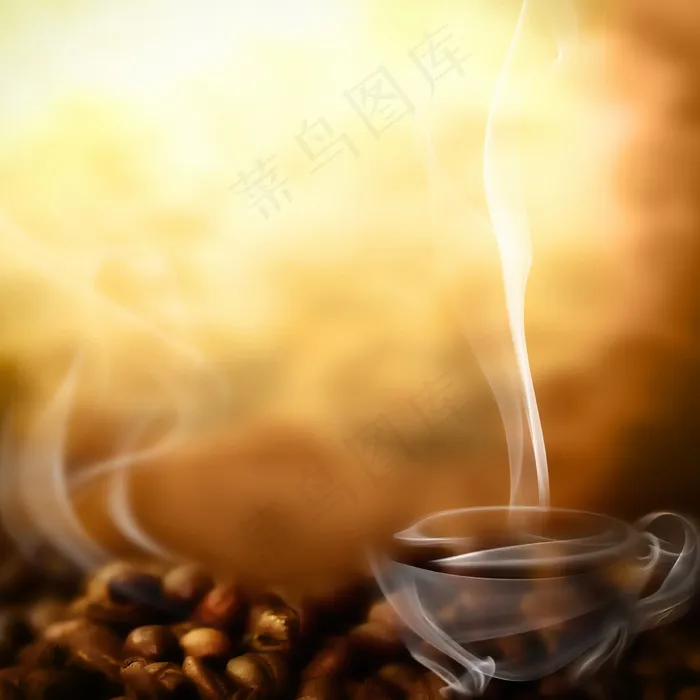 咖啡豆创意白色烟雾图片