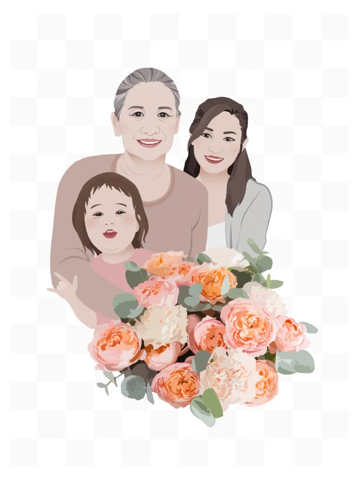母亲节暖心人物场景插画