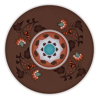 复古中式国潮风敦煌花纹装饰图案花卉藻井肌理圆形边框PSD素材