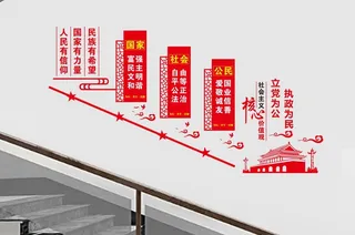 核心价值观党建楼梯墙