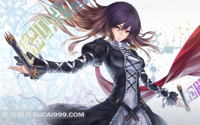 黑岩射手拿武器的动漫美少女