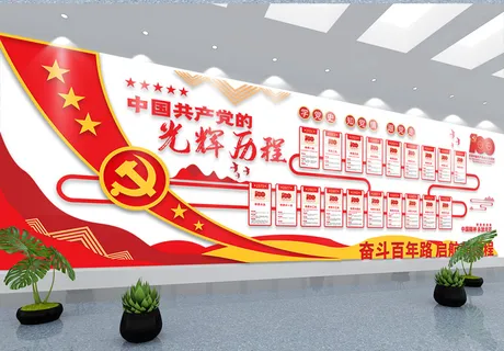 建党100周年历程党建文化墙