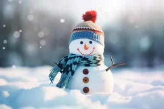 冬天雪地雪人白雪可爱摄影图