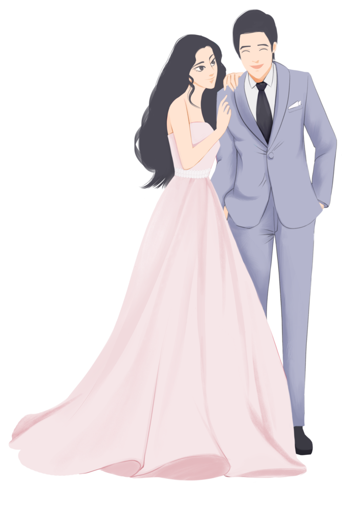 婚纱卡通人物婚礼白纱结婚婚纱摄影手绘