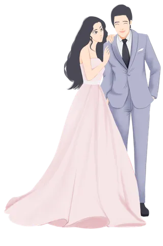 婚纱卡通人物婚礼白纱结婚婚纱摄影手绘