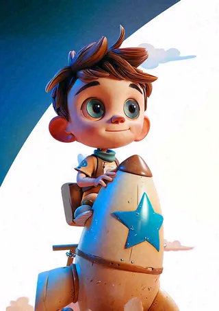 卡通飞行男孩少年可爱儿童节日，玩耍乐趣玩具