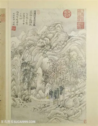 清代画家王时敏杜甫诗意图雪涧寒林国画图片