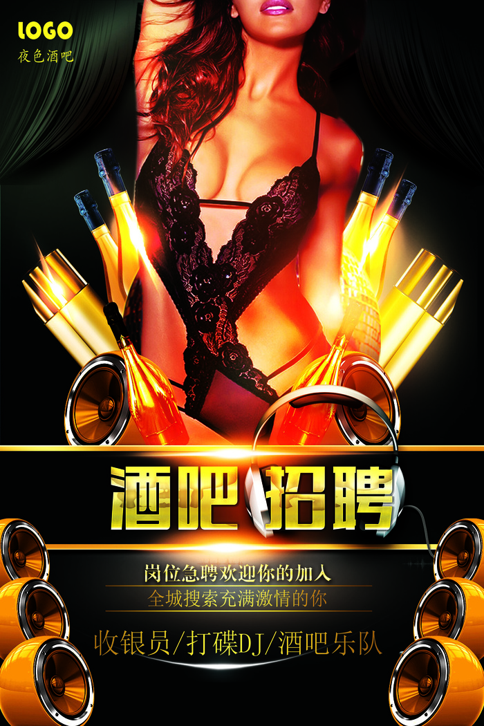 酒吧收银员招聘海报