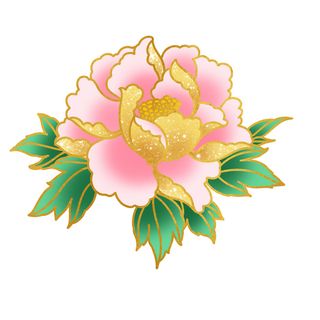 手绘国潮中国风古典牡丹花国花花卉装饰图案PSD设计素材